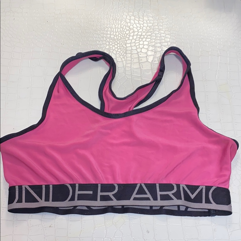 Under Armour Small Pink and Black Sports Bra with Racerback Design - Picture 1 of 6
